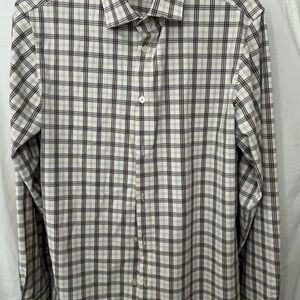 Mizzen+Main Leeward Small White and Black Plaid Casual Shirt Long Sleeve